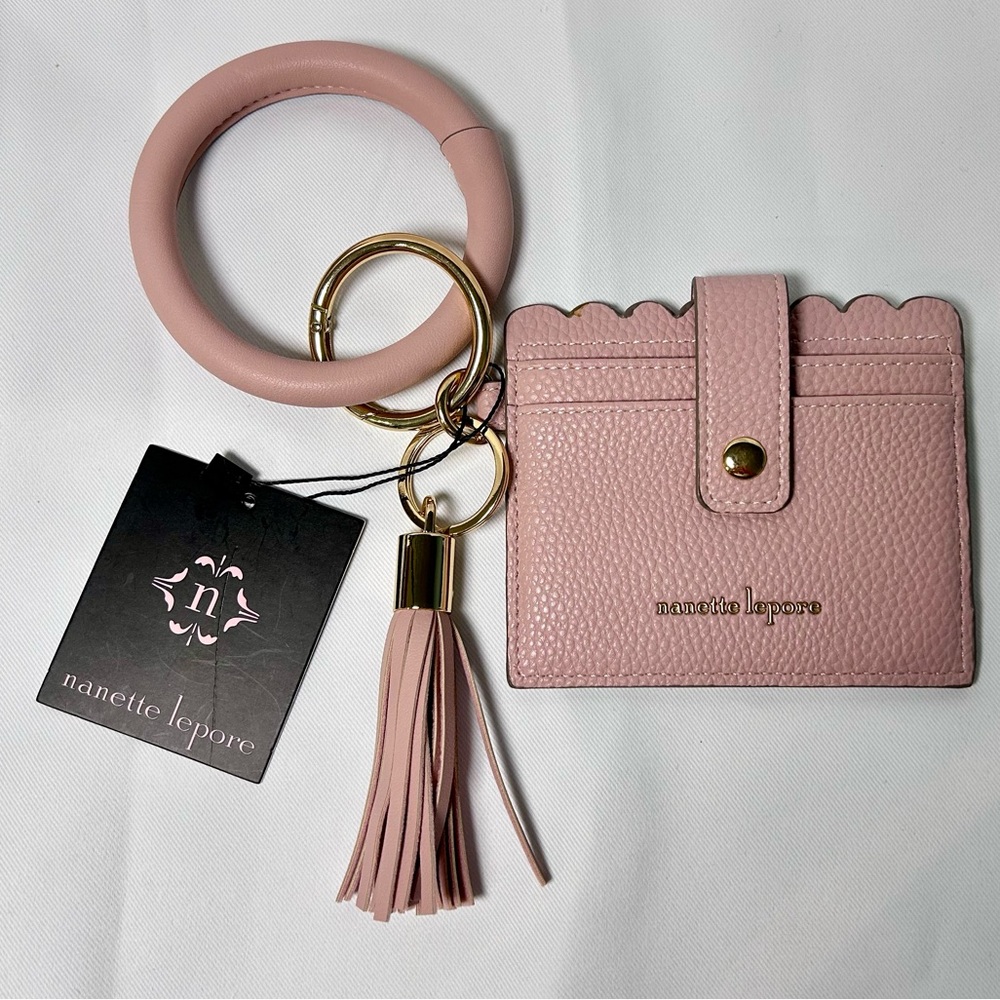 Nanette Lepore Card Holder Keychain w/ Removable Bracelet Blush Pink NWT